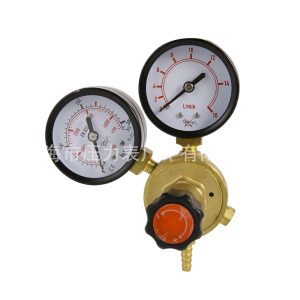 CO2 Argon Gas Pressure Regulator with Dual Gauges 0.4MPa 12 L/min for Welding HVAC