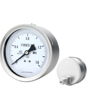 Full Stainless Steel Pressure Gauge Y100ZBF (0-1.6MPa, 1.6 Accuracy) for Water Oil Gas Hydraulic Pressure, Vacuum
