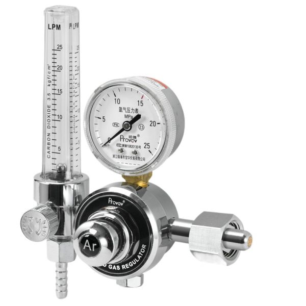 Provov Argon Gas Pressure Reducer Regulator with Flow Meter and Dual Gauge (25L)