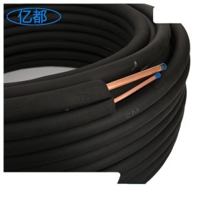 Pre-Insulated Copper Line Set for Air Conditioner (12.7mm x 0.6mm / 19.05mm x 0.8mm) with Rubber-Plastic Insulation, 2M Length