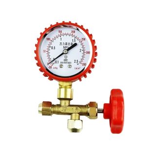Refrigeration Pressure Gauge Set (25kg/cm² Metric Thread) with Valve for HVAC Refrigerant Charging & Testing
