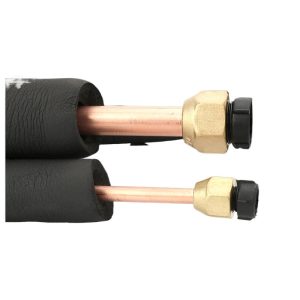 Universal Soft Bendable Pure Copper HVAC Line Set (6.35*0.6/9.52*0.6) with Black Fire-retardant Rubber Insulation, 1m/3m Length Options, for Air Conditioner Installation