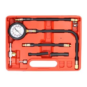 Automotive Motorcycle Fuel Pressure Test Kit (9-piece) with Gauge for Engine & Fuel Injection System Testing