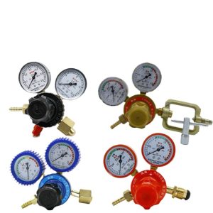 Shockproof Acetylene Gas Pressure Reducer with Dual Gauges for Oxygen, Hydrogen, Nitrogen, Argon, Propane, CO2, and Acetylene