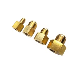 Brass Pressure Gauge Quick Connector Flare Fitting Hydraulic Pipe Adapter for HVAC Systems