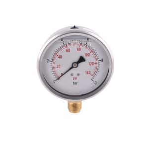 YN100ZC 100mm Radial Oil-Filled Pressure Gauge (0-10 bar/0-140 psi) for HVAC Systems