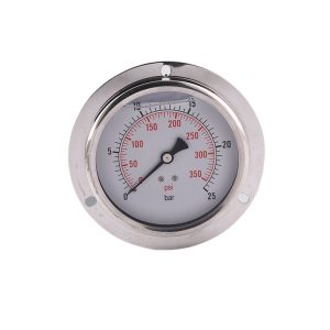 YN40ZQ 40mm Axial Stainless Steel Case Glycerin Filled Pressure Gauge with Copper Connector and Three-Hole Front Flange for Industrial HVAC Systems
