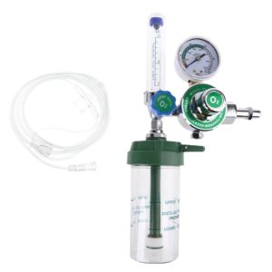 Medical Oxygen Regulator Flowmeter with Humidifier Bottle and Nasal Cannula for O2 Therapy, G5/8 Inlet