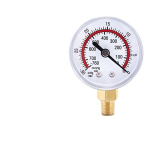 Vacuum Pressure Gauge for HVAC Refrigeration & AC Systems, 0-30 inHg / 0-760 mmHg, Brass Connector