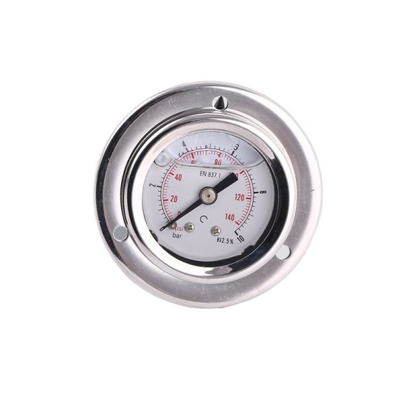 50mm Axial Stainless Steel Case Pressure Gauge with Copper Connector, Oil Filled, Shock Resistant for HVAC Systems Replaces YN50CL