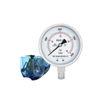 Membrane Pressure Gauge YE100BF (Stainless Steel, 2.5 Accuracy) for HVAC Systems, Replaces Standard Membrane Gauges
