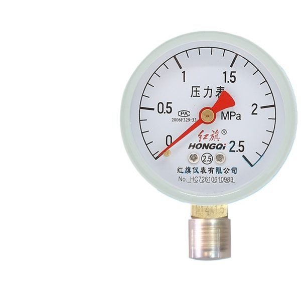 Hongqi Y-60 Pressure Gauge Water Pressure Vacuum Negative Pressure Meter for HVAC Firefighting Tire Pressure