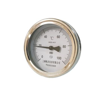 Axial Bimetal Thermometer WSS-401 (0-100°C, All Stainless Steel) for Industrial Temperature Monitoring
