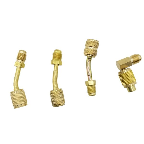Brass Refrigerant Conversion Adapter (Metric to Imperial) - Male to Female Thread Connector for Universal Refrigeration Equipment - Imej 2