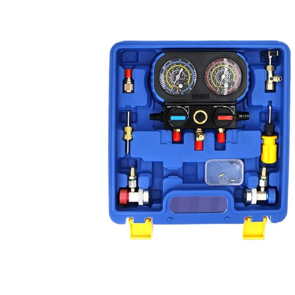 Automotive AC Refrigerant Manifold Gauge Set (R134a Dual Gauges, Hoses, Couplers) for Car AC System Charging