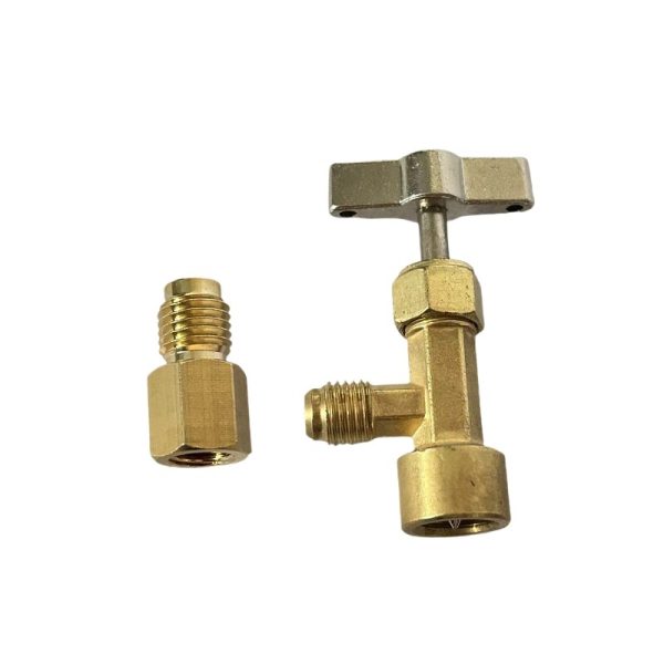 R134a Refrigerant Can Tap Valve with 1/2'' ACME to 1/4'' SAE Adapter for Automotive AC Systems