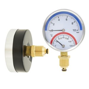Temperature Pressure Gauge 80mm Dial 10 bar 120°C for HVAC Systems Replaces Temperature63