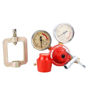 Full Copper Acetylene Pressure Reducer YQE-03 with Dual Gauges for Gas Cylinders, Adjusting Valve, Replaces 036
