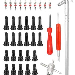 Tire Valve Stem and Core Removal Tool Kit (36-Piece) with Valve Adapters and Repair Wrenches for Cars & HVAC Systems