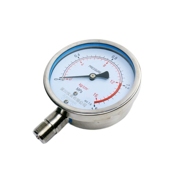 Mengchuan Instrument Y100BF Stainless Steel Pressure Gauge (0-1.6 MPa, M20x1.5, Radial/Axial Connection) for HVAC Boiler Water Oil Vacuum - Gambar 3