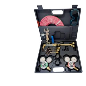 Portable American Style Welding & Cutting Torch Kit with Oxygen Acetylene Gauges & Hoses for Automotive and Industrial Use