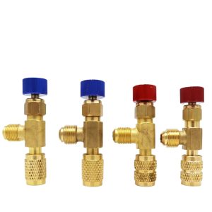 Refrigerant Charging Safety Valve (1/4-1/4, 1/4-5/16, 5/16-5/16, 5/16-1/4) for R22 R410a Systems