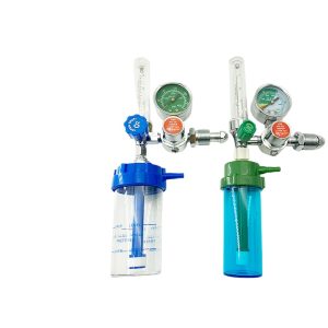 Oxygen Inhaler Flowmeter for Oxygen Cylinder, Bubbler Type, Adjustable Flow, Medical Grade Oxygen Regulator with Gauge, OEM Support
