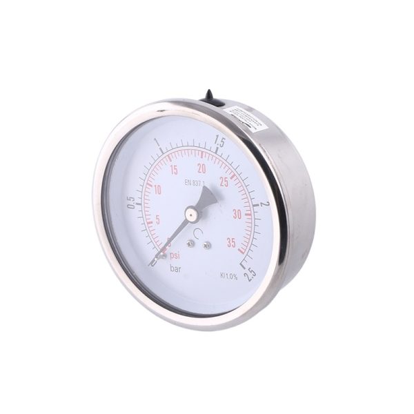 100mm Axial Eccentric Oil-Filled Pressure Gauge with Stainless Steel Case and Copper Connection for HVAC Systems, 4-inch Dial, YN100ZC - 이미지 3