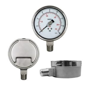 Integrated Stainless Steel Pressure Gauge (EN 837-1, 0-16 bar / 0-230 psi, CL1.0) for Hydraulic Systems