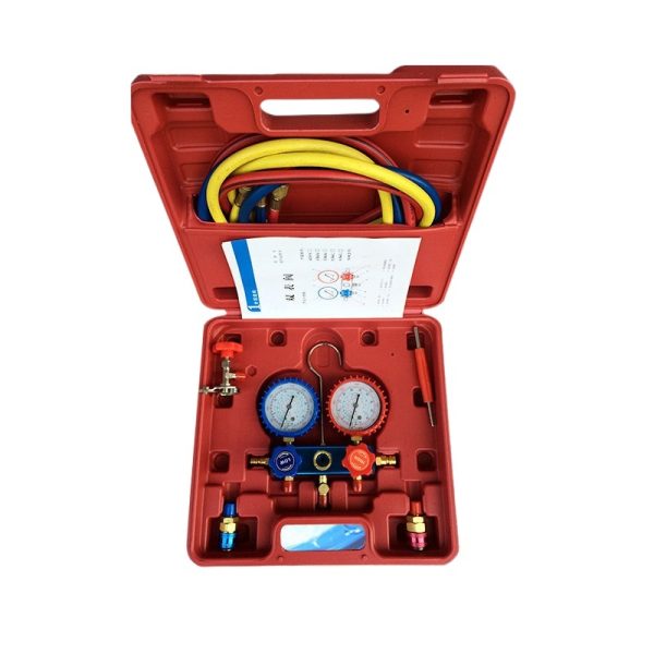 Refrigeration Manifold Gauge Set (0-24/0-35 Measurement Range, 1.6 Accuracy) for HVAC AC Refrigerant Charging & Diagnostic Testing