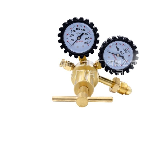 Brass High Pressure Nitrogen Regulator with Dual Gauges (0-800 PSI, 0-4000 PSI) for Inert Gas Cylinders, American Standard, Precision Adjustable