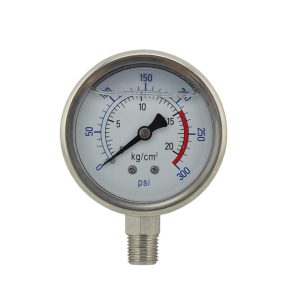Durable Y60 Radial Oil-Filled Pressure Gauge (0-20 kg/cm² or 0-250/300 psi) with Anti-Vibration Design for HVAC Systems