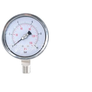 Stainless Steel Pressure Gauge (0-150 psi / 0-10 bar, Bottom Mount) for Industrial HVAC Systems