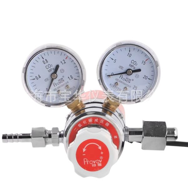 Provov YQT-341 Electric Heated CO2 Pressure Reducer Regulator (36V/220V, All-Copper, Dual Gauge) for CO2 Gas Systems - Image 2