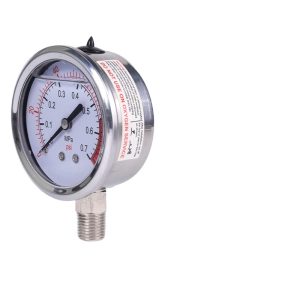 Liquid Filled Pressure Gauge (0-0.7 MPa, 0-100 psi, 2.5% Accuracy, 1/4PT Connection) for Water Purifiers Stainless Steel