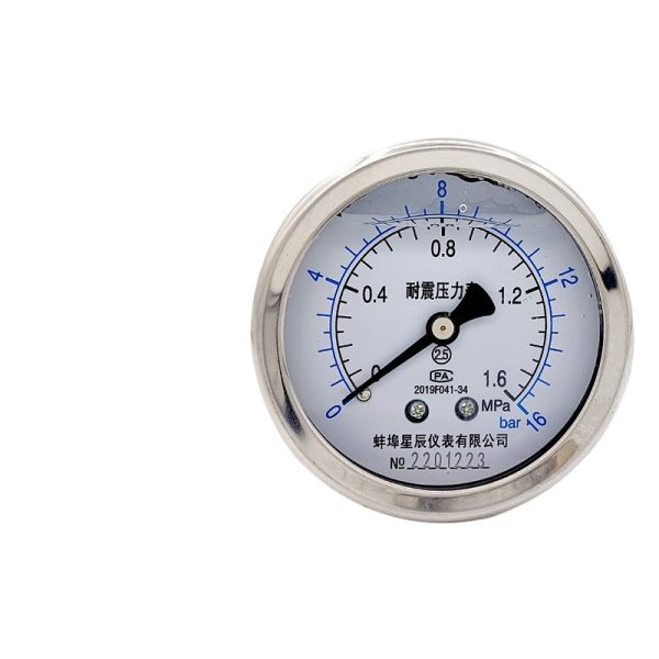 Durable Industrial Pressure Gauge YN60Z 1.6MPa (0-1.6MPa / 0-16 bar) for Oil, Water, Air, Hydraulic Systems, Axial Mount, for HVAC use