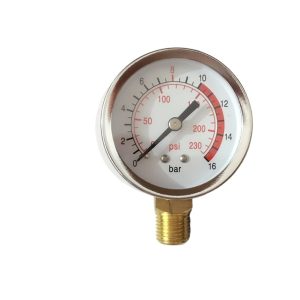 Water Filter Pressure Gauge 0-16 Bar (0-230 PSI) with Brass Thread Connection for Pre-Filters