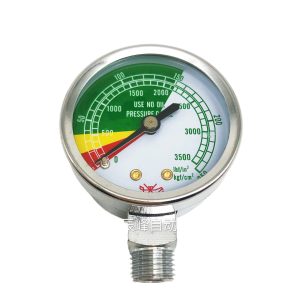 Radial Plating Case Pressure Gauge 2.5MPA Oxygen Customizable, 0-3500 lbf/in" and 0-250 kgf/cm" Pressure Range