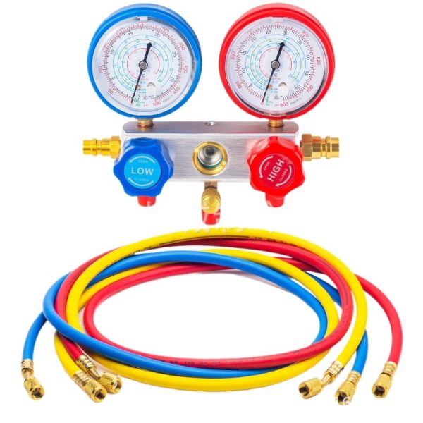 Automotive R410A R22 Refrigerant Manifold Gauge Set with Hoses and Adapters for AC Recharging and Recovery - Изображение 2