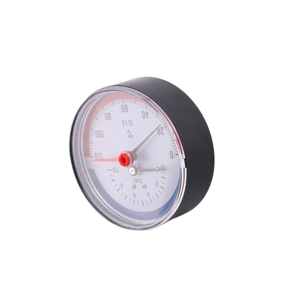 Auxiliary Gauge 80mm Axial Snap-in Iron Case Temperature Pressure Gauge (0-10bar, 0-120°C, CL 1.6) - รูปภาพ 3