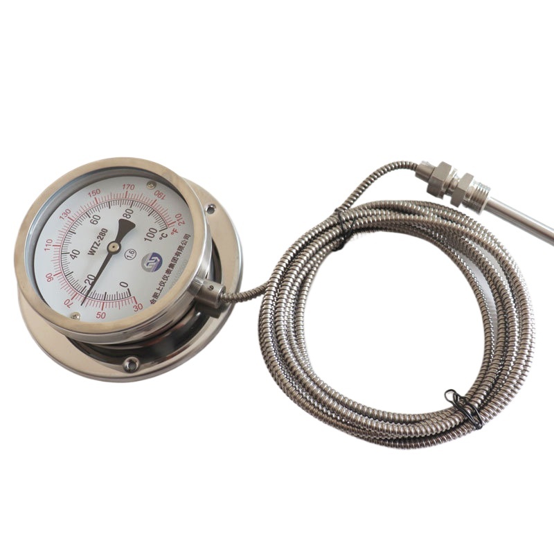 Capillary Remote Pressure Thermometer WTZX-280 (0-100°C) with Electrical Contacts, Radial Mounting, 100mm Dial for Industrial HVAC - Image 2
