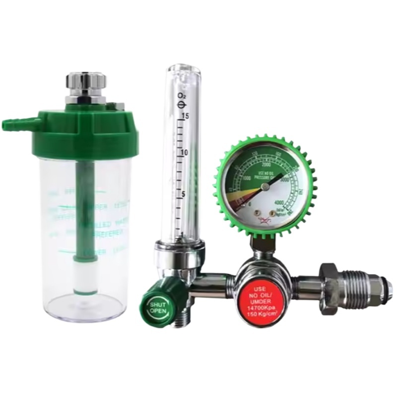 Oxygen Pressure Regulator Reducer with Flowmeter and Humidifier Bottle (0-25Mpa, 1-10L/min) for Oxygen Cylinder - Image 2