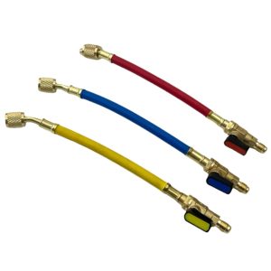 Refrigerant Charging Hoses with Ball Valve for R22/R410A HAVC Systems 1/4" SAE High Pressure