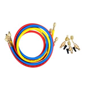 R12 R22 R502 Refrigerant Charging Hoses with Ball Valve Adapters - 2500PSI Burst Pressure, 500PSI Max W.P. for AC Manifold Gauge Set