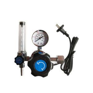 Heated Brass CO2 Pressure Reducer Regulator with Flow Meter (Adjustable, 20 MPa Measuring Range, 10 MPa Exiting Pressure, 25 L/min Rated Flow) for CO2 Systems