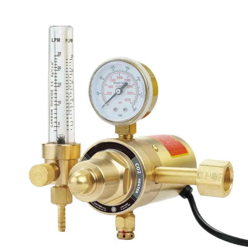 Full Copper Electric Heated CO2 Regulator Model: CRF587 with Flowmeter 0-25LPM for Welding Applications - Image 2