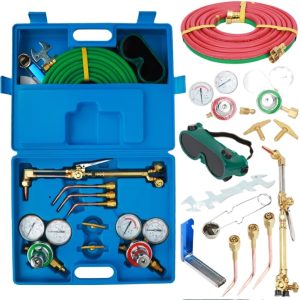 Oxygen Acetylene Gas Cutting Torch & Welding Kit with Regulators, Hoses, and Goggles for Industrial and DIY Projects
