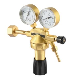 Professional Brass Nitrogen Gas Regulator with Dual Gauges (0-315 bar / 0-80 bar) G1/4 Thread for Nitrogen Cylinders and Welding/Cutting Applications