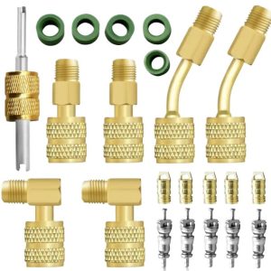 HVAC Brass Adapter Kit for R410 to R22 Conversion and Maintenance (Various Sizes Included) for Air Conditioner Systems