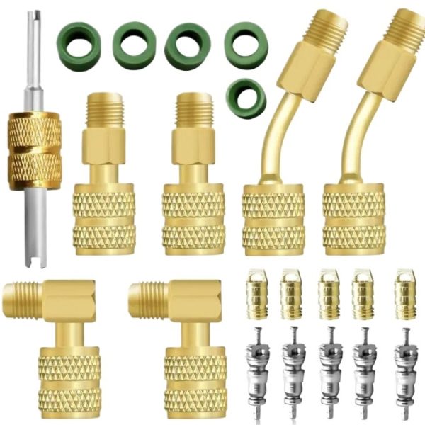 HVAC Brass Adapter Kit for R410 to R22 Conversion and Maintenance (Various Sizes Included) for Air Conditioner Systems